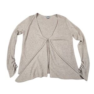 Premise 100% Cashmere Cardigan Sweater Medium Open Front Ruched Asymmetric